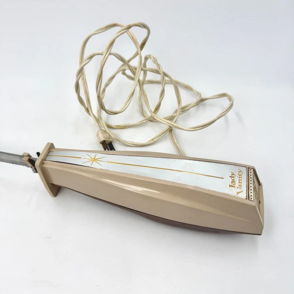 Vintage Lady Vanity‎ Electric Carving Knife Beige MCM Starburst Stainless USA